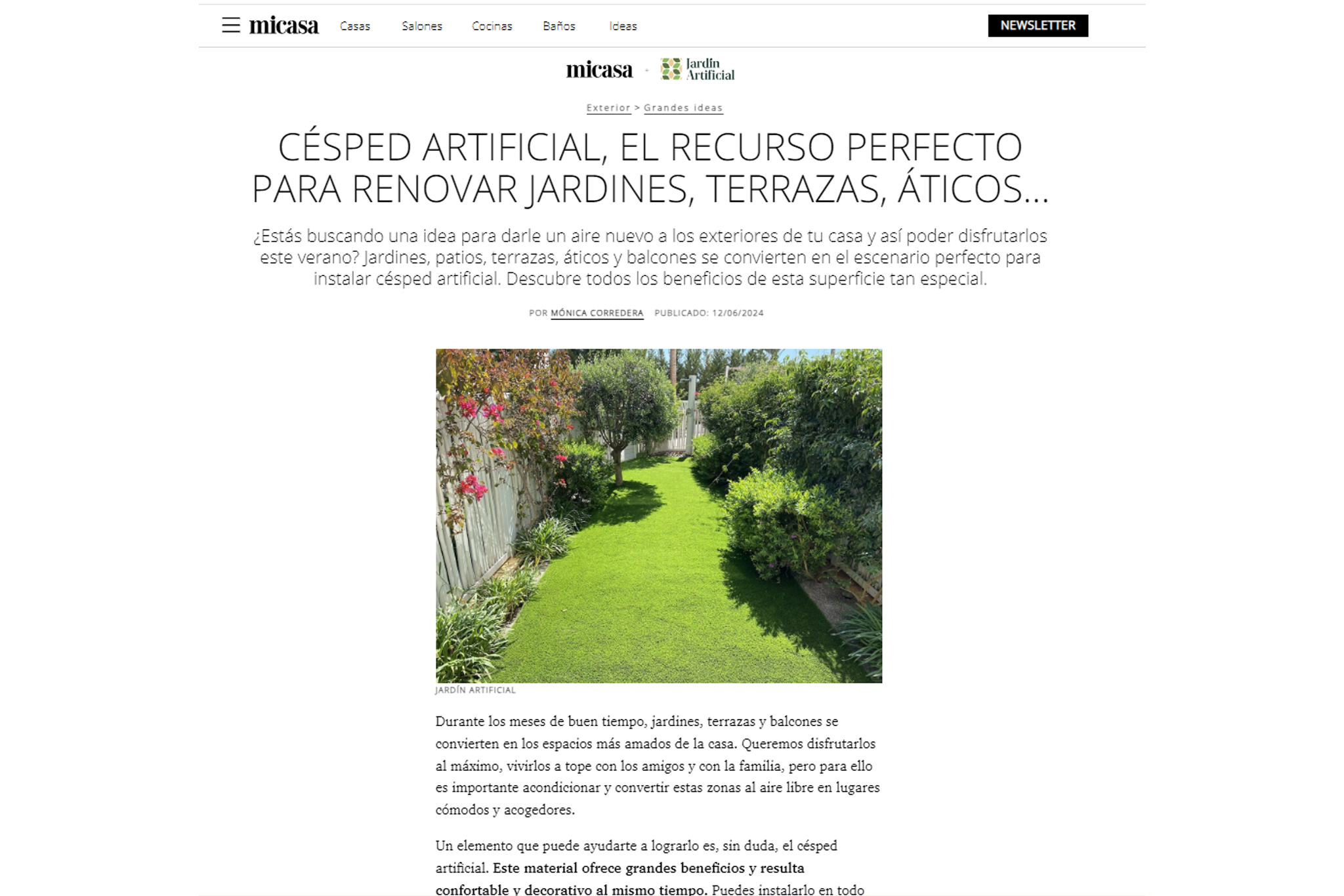 jardin artificial en la revista micasa