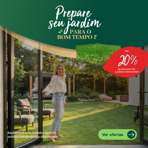 Prepare o seu jardim com relva artificial.